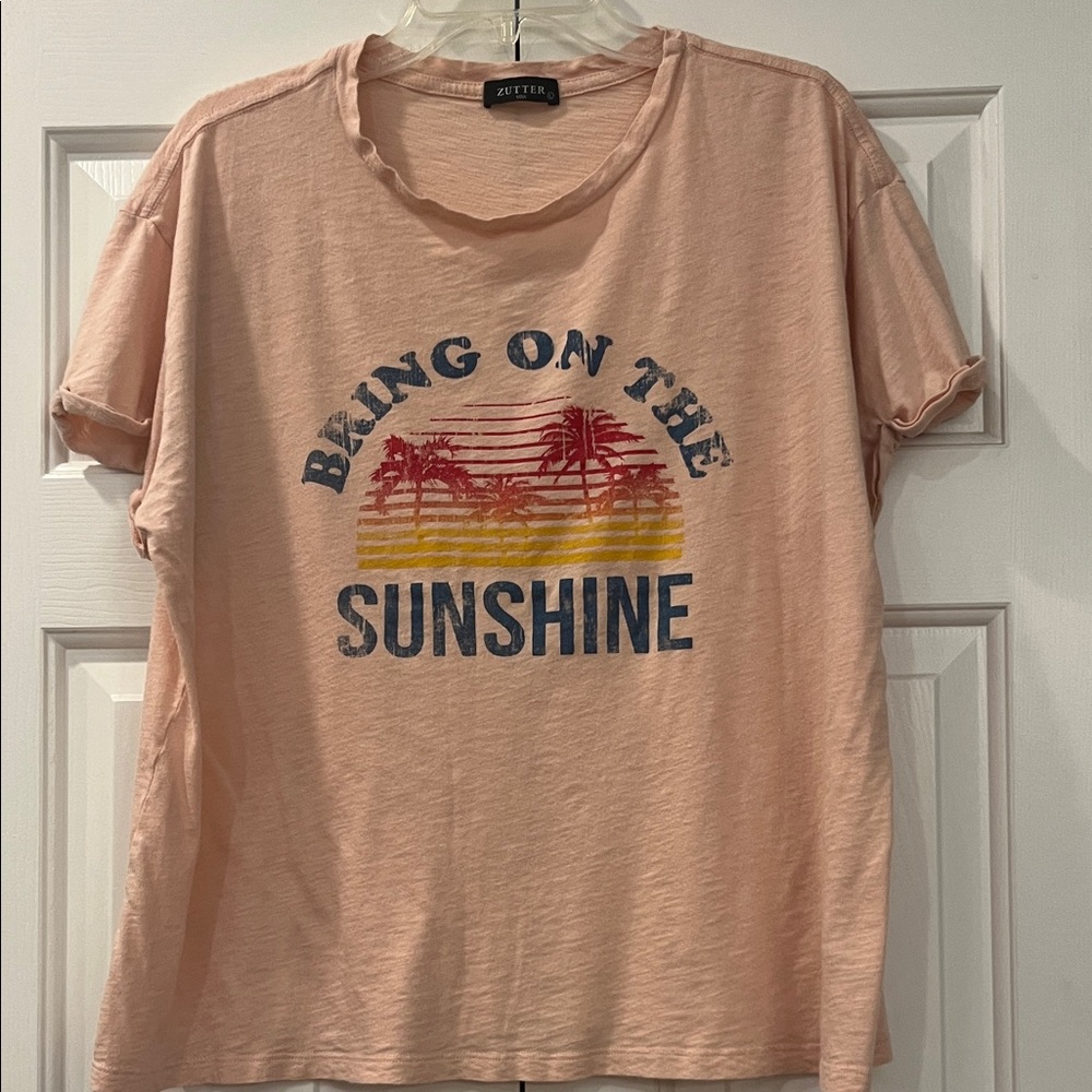 Zutter Peach Graphic “Bring on the Sunshine” Tee size L